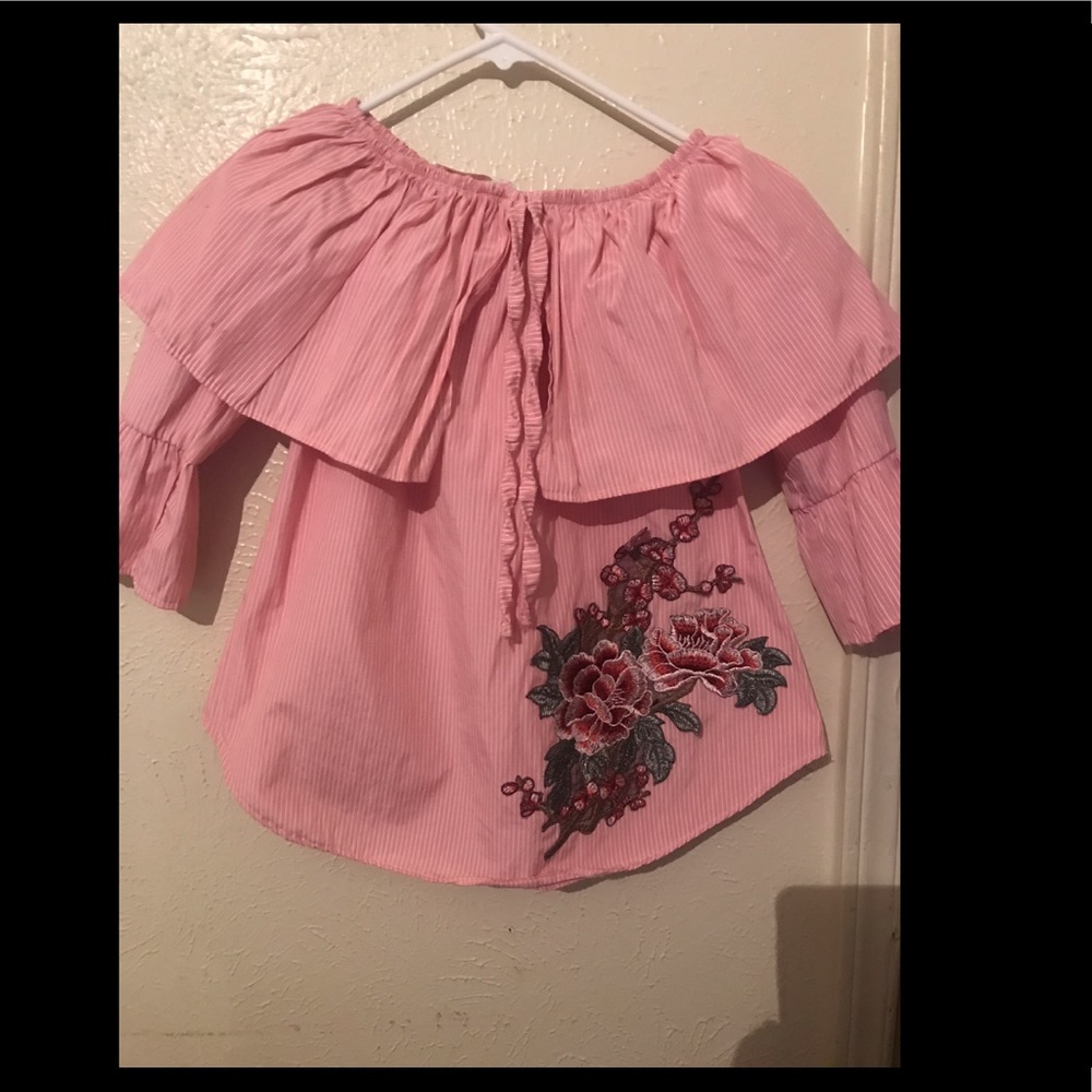 Pretty pink off the shoulder blouse